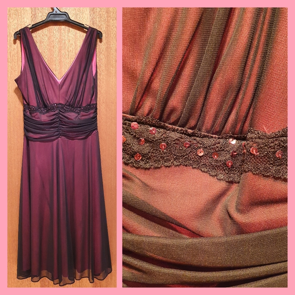 π YESSICA Pink & Black Cocktail Dress Size UK 16 π - Picture 1 of 8